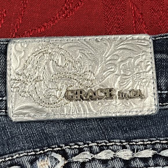 Grace in LA Jeans Womens 30x32 Embroidered Aztec Diamond Rhinstone Bootcut Jeans - Picture 13 of 15